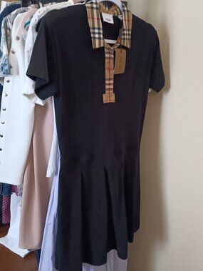 NWT Girls 14Y Burberry Checked Collar Pique Cotton Pleated Skirt Polo Dress